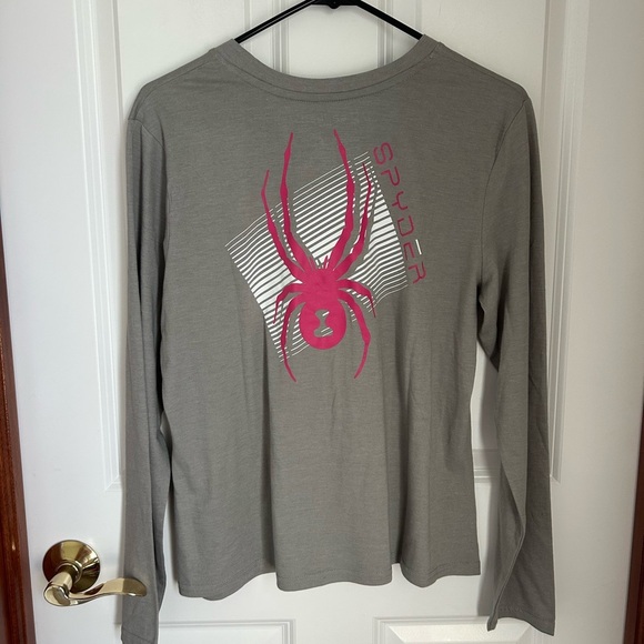 Spyder NWT Women’s Gray Long Sleeve Shirt with Logo - Picture 3 of 4